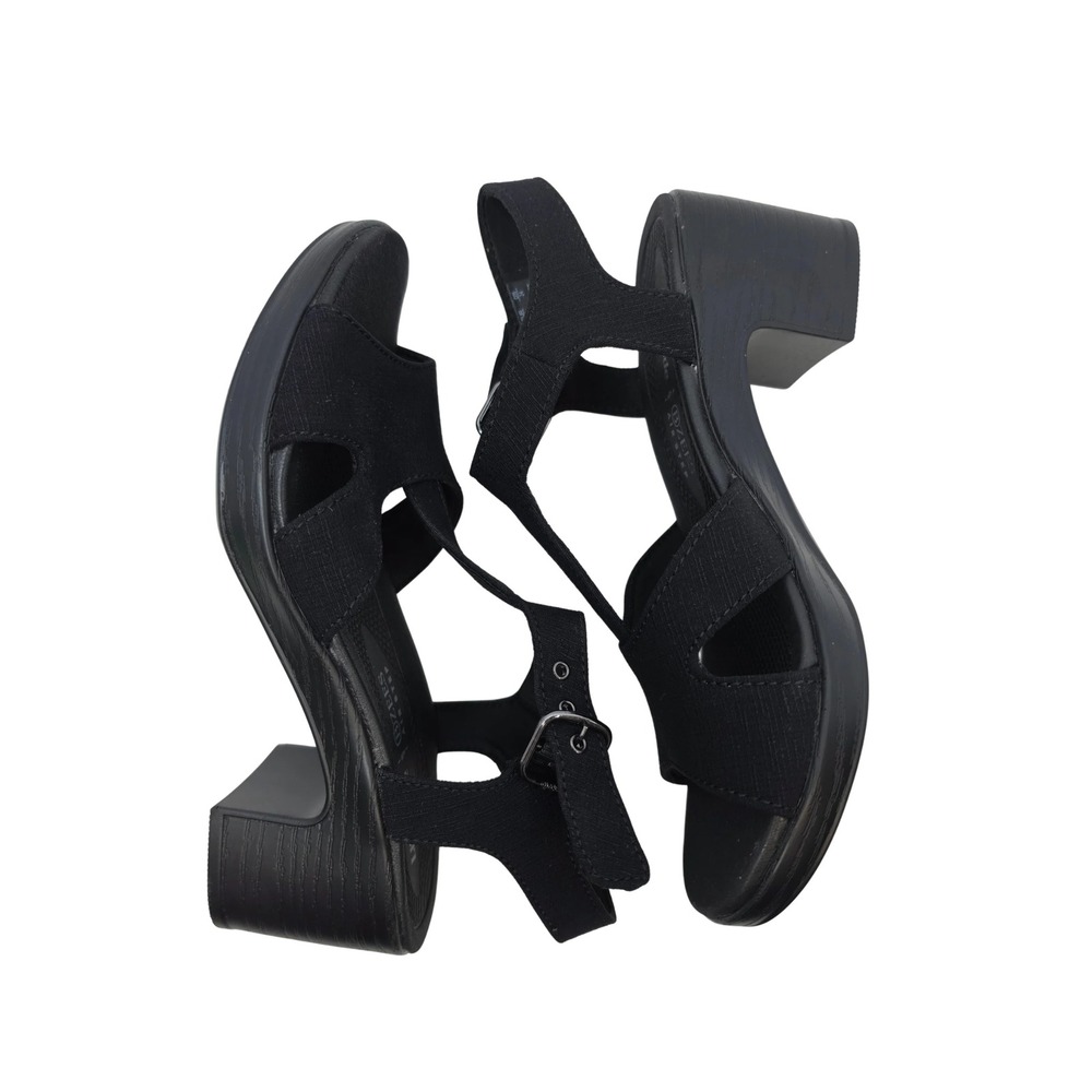 Life Stride BZees Everly Air Step Block Heel Sandals Black Size 7.5 Women